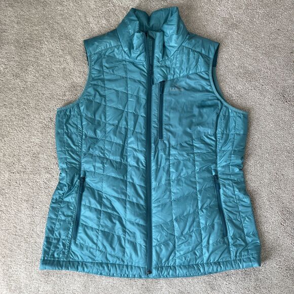 LL Bean Primaloft Packaway Vest Womens Large Green Hiking Camping Outdoors Layer - Picture 1 of 5
